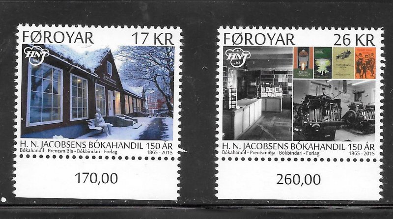 FAROE ISLANDS #648-49 MNH 2015 150th Anniversary of H.N.J.Bookstore