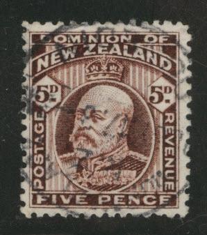 New Zealand Scott 136 used 1909 KEVII CV$5.00