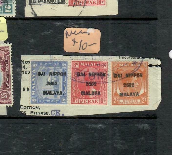 MALAYA JAPANESE OCCUPATION  PERAK (P1707B) DN 8C+SEL 15C+STRAITS 2C PIECE VFU