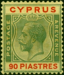 Cyprus 1924 90pi Green & Red-Yellow SG117 Fine & Fresh MM