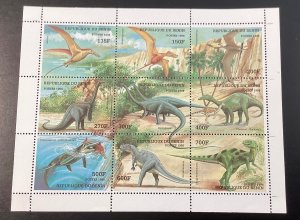 Benin #1085 Mint Dinosaurs Sheet of 9