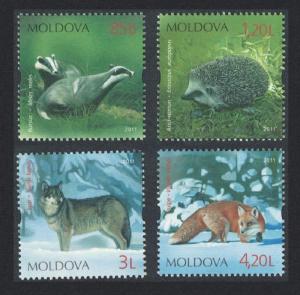 Moldova Badger Hedgehog Wolf Fox Endangered Fauna 4v MI#759-762