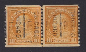 US 497 10c Franklin Used Line Pair F-VF SCV $200