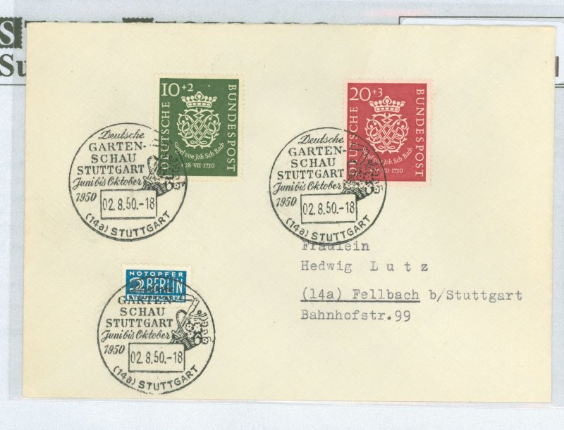 Germany B314-15 1950 Music; semi-postal set on event cover. Scott cv $80 for used off cover.