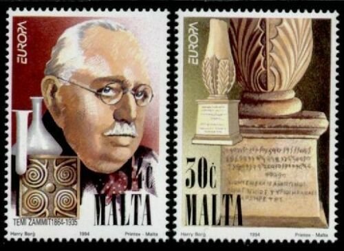 Malta 829-30 MNH EUROPA, Themistocles Zammit, Microbiology, Art, Sculpture 