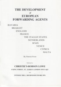 Development of European Forwarding Agents, by P. Frost. Pamphlet. NEW