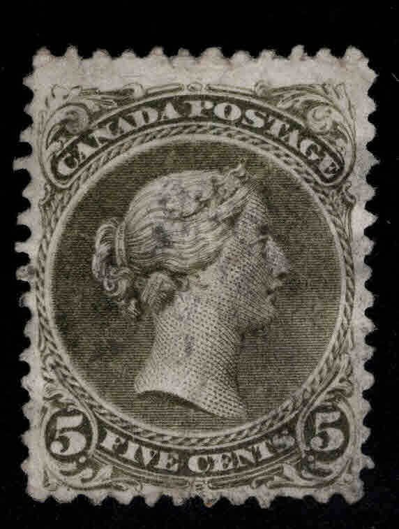 Canada Dominion Scott 26 Used Large Queen nicely centered olive green