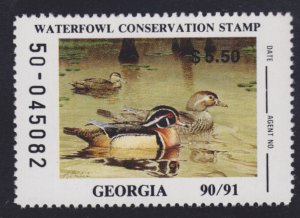 State Hunting/Fishing Revenues - GA - 1990 Duck Stamp - GA-6 - MNH