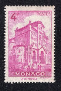 Monaco 1946 4fr rose lilac Cathedral, Scott 172B MH, value = $1.25