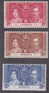 Antigua # 81-83, King George VI Coronation, Mint NH, 1/2 Cat.