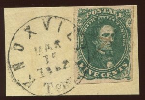 Confederate States 1 Used Stamp on Piece with 1862 Knoxville Ten CCL BX5175