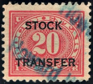 RD6 20¢ Revenue: Stock Transfer (1918) Used