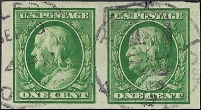 VEGAS - 1910 USA Sc# 383 - Used Pair With Extreme Margins! - EQ44
