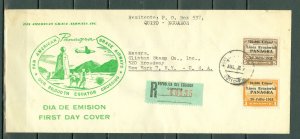 ECUADOR 1951 PANAGRA HISTORIC REGISTERED COVER...#C223-224