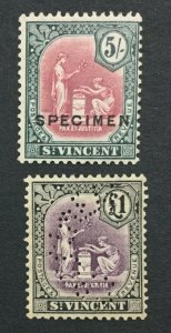 MOMEN: ST VINCENT SG #140s-141s 1924,1928 SPECIMEN MINT OG H LOT #191590-608