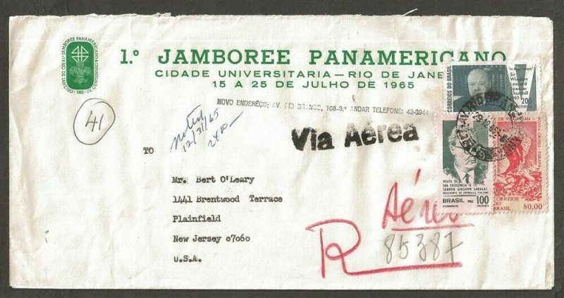 1965 Brazil Scouts Pan-American Jamboree corner ad registered to US