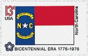 1976 13c North Carolina State Flag, Bicentennial Era Scott 1644 Mint F/VF NH