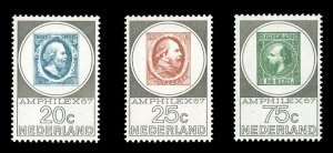Netherlands #448-450 Cat$9.75, 1967 AMPHILEX, set of three, never hinged