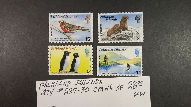 Falkland Islands 1974 Tourism Issue. Scott# 227-230 complete MNH XF set of 4