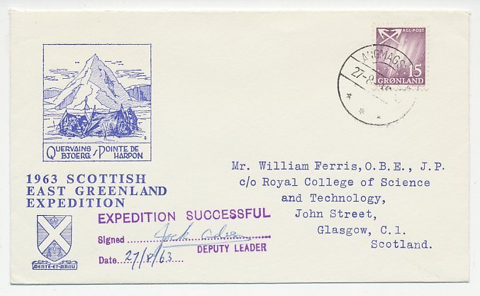 Cover / Cachet Greenland 1963 Scottish East Greenland Expedition