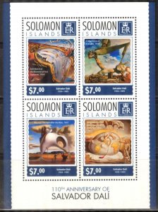 Solomon Islands 2014 Art Paintings Salvador Dali Sheet MNH