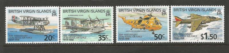 BRITISH VIRGIN ISLANDS  1998  AIRCRAFT   SET 4  MNH  Sc 879/82