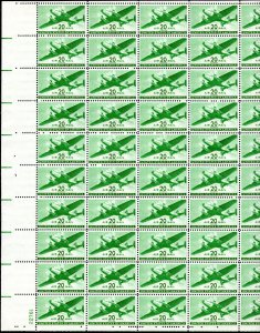 C29 MNH pane 20¢ Transport Plane - no per item S&H fee