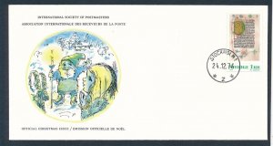 D464689 Sweden FDC International Society of Postmasters Official Christmas 1976