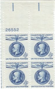Scott # 1147 - 4c Blue - Champion of Liberty Issue - plate block of 4 - MNH