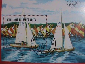 UPPER VOLTA STAMP: 1983  OLYMPIC GAMES: YACHTS SAIL CTO S/S SHEET HARD TO FIND