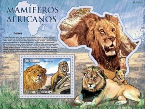 S. TOME & PRINCIPE 2010 - Animals of Africa - Lions S/s - Mi 4479/BL.767