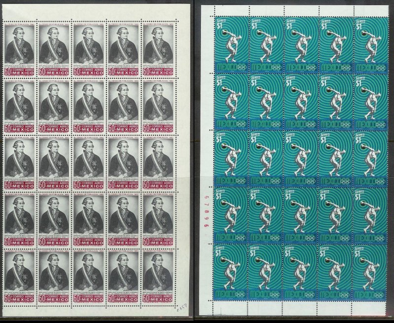 MEXICO (189) Partial Sheets 4350+ Stamps All Mint Never Hinged Huge selection!