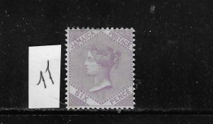 JAMAICA SCOTT #11 1870-71 6P (LILAC)- WMK 1- MINT HINGED