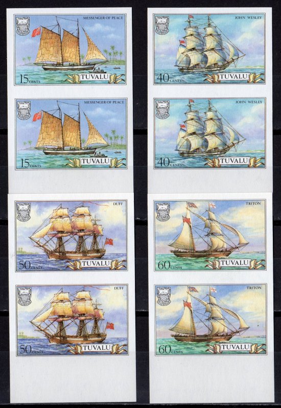 TUVALU 1986 Sc#353/356  SHIPS  PAIR IMPERFORATED MNH