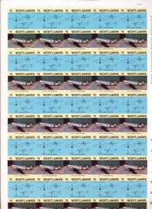 ST LUCIA Aviation Inverted Imperf Cinderella Sheets MNH x 4 (200 Stamps) (You941