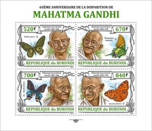 BURUNDI - 2023 - Mahatma Gandhi - Perf 4v Sheet - Mint Never Hinged