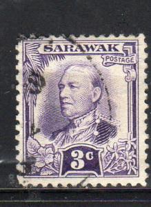 SARAWAK #96  1932  3c    SIR CHARLES VYNER BROOKE  F-VF  USED