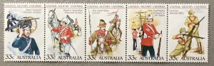 Australia 1985 Strip #945, Colonial Military Uniforms, MNH.