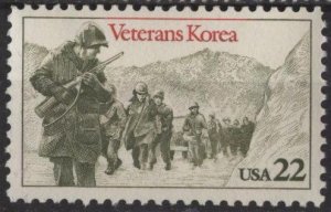 US 2152 (mnh) 22¢ Korean War veterans, gray grn & rose red (1985)