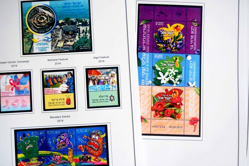 COLOR PRINTED ISRAEL [+TABS] 1948-2020 STAMP ALBUM PAGES (378 illustrated pages)