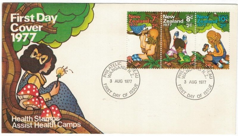 New Zealand 1977 FDC Stamps Scott B98-100 Children Health Animals Birds Butterfl