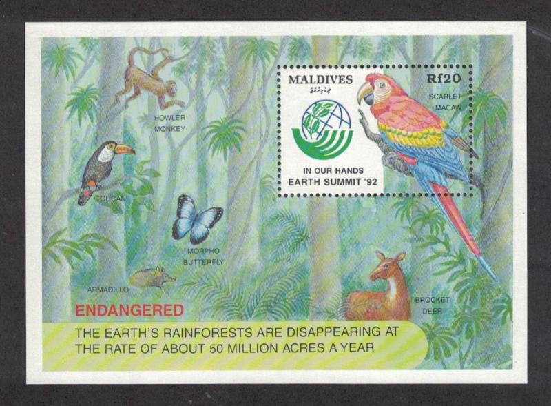 Maldives  - Earth Summit 92. Souvenir Sheet Of 1  MNH OG.  #02 MALDss1