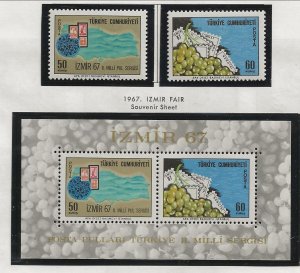 TURKEY Sc 1753-54+1754a NH issue of 1967 - STAMPS-ON-STAMPS