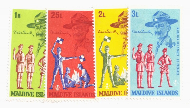 1968 Maldive Islands Sc# 243-46 - Boy Scouts, Baden Powell. MH Cv$5.60