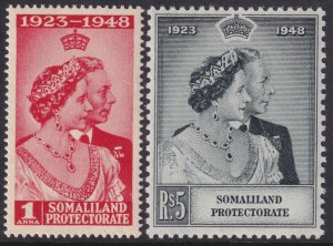 Somaliland Prot. Sc# 110 / 111 QE 1949 Silver Wedding complete set MLH CV $13.40