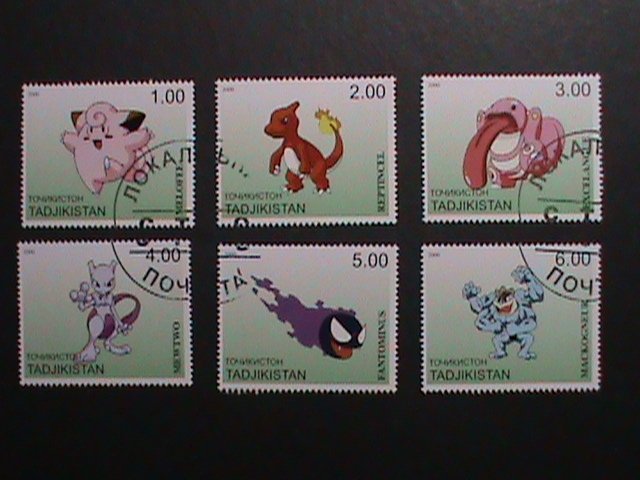 ​TAJIKISTAN -2000 LOVELY FAMPOUS POKEMON CTO FANCY POSTAL CANCEL VERY FINE