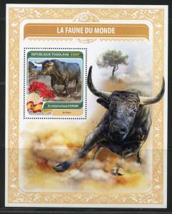 TOGO 2016  FAUNA OF THE WORLD SPAIN'S OFFICIAL NATIONAL  BULL   S/S  MINT NH