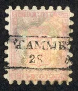 Finland Sc# 5 Used 1860 10k rose, pale rose Coat of Arms