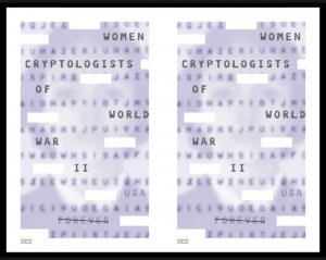 Women Cryptologist WWII Imperf/NDC Horiz Pair of 2 stamps MNH Ships 25 Oct 2022