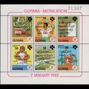 GUYANA 1982 - Scott# 557 S/S CARICOM Surch. NH